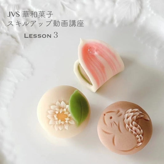 JVS上生菓子認定講師限定スキルアップ動画講座・秋（小菊・リス・朝露）